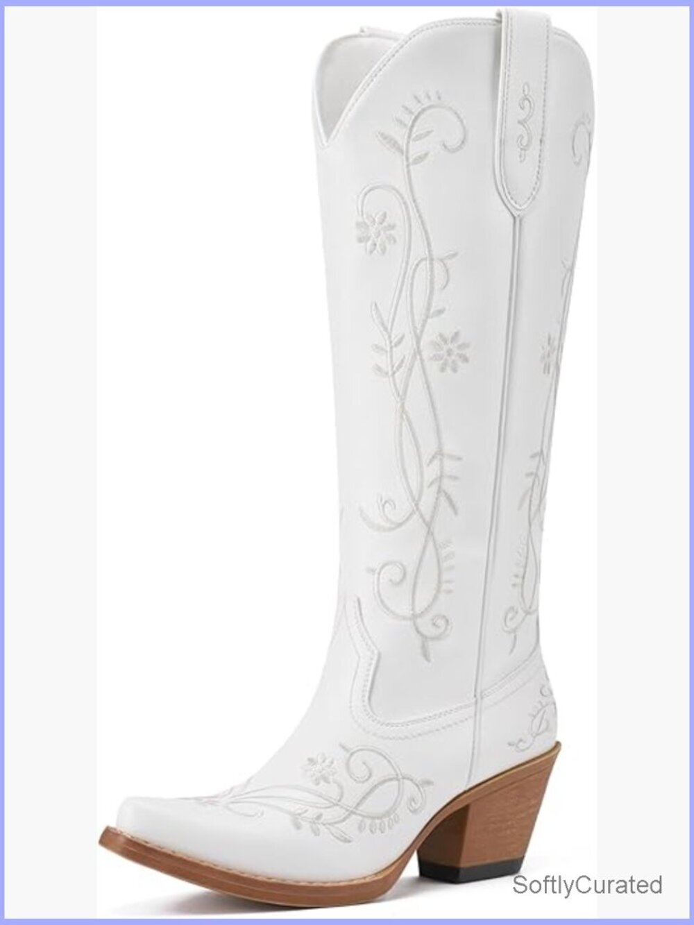 Knee High Cowboy Boots for Women Snip Toe Chunky Heel Western Cowgirl Boots